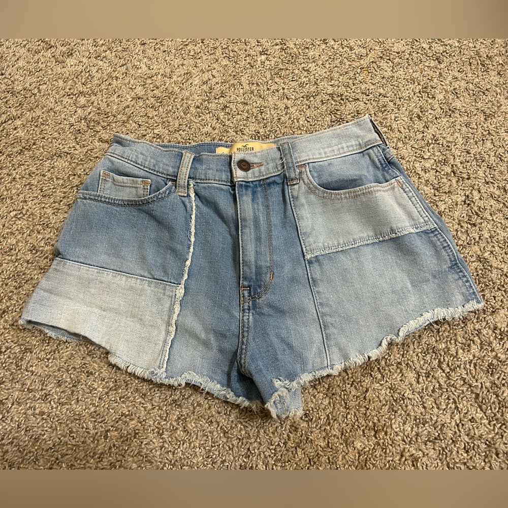 Hollister Shorts Size 1 Blue Vintage High Rise Two-Tone Patchwork Denim W25 Y2K